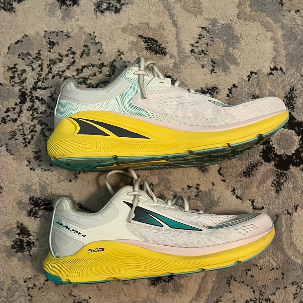 Altra Running Shoes with Yellow and White Accents